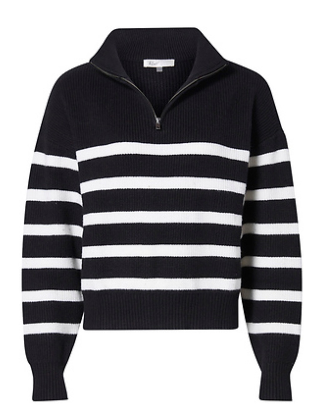 Women’s black and white half zip pullover sweater. NWT.